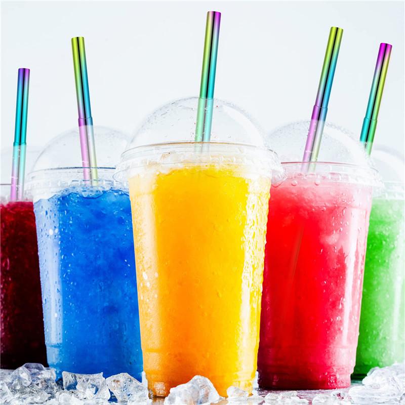 Телескопическая металлическая соломинка для питья, складная многоразовая соломинка, портативная соломинка из нержавеющей стали с футляром и щеткой для путешествий на открытом воздухе