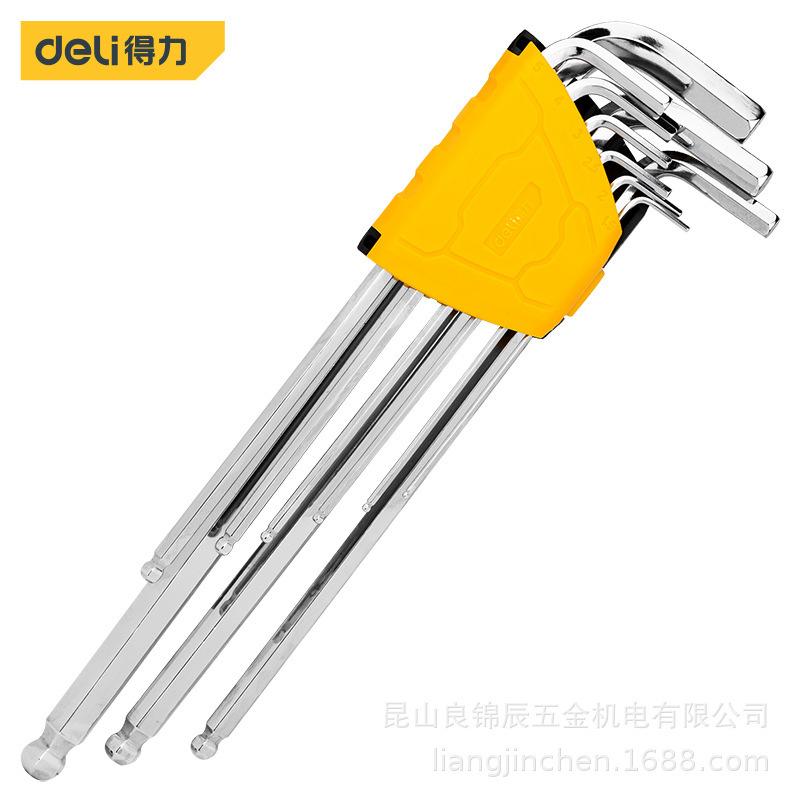 Набор шестигранных ключей-отверток Deli Tools из 9 предметов с длинным шаровым и ромбовидным наконечником DL3090