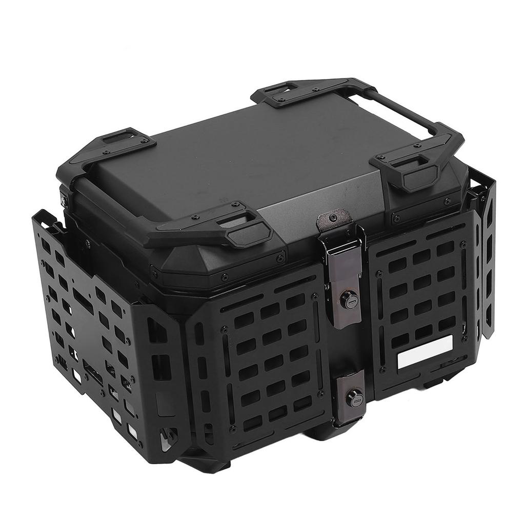 45L Motorcycle Top Case with Security Lock Waterproofing Aluminum Alloy Quick Release Trunk Top Box for Helmet Luggage