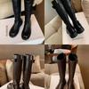 Cowhide Version~ The Same Round Head C-Buckle Martin Boots Thick Heel But Knee Mid-Tube Knight Boots Women'S Boots