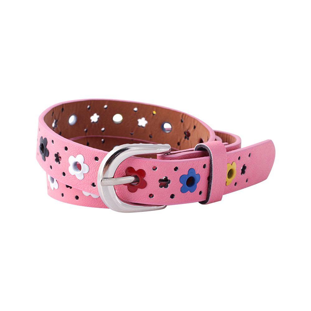Flower Eyelet Decoration Colorful Fashionable Waistband Kids Belt Faux Leather Belt Waist Belt