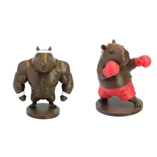 Забавная фигурка капибары, 3D-печатная статуэтка боксирующего/мускулистого животного, Новинка, Коллекционный настольный орнамент для декора полки дома и офиса