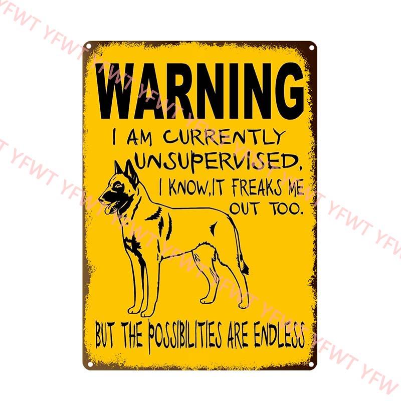 Предупреждающая собака металлические жестяные знаки винтажный плакат осторожно собака ретро жестяные пластины настенные наклейки для сада семейный дом дверь украшения