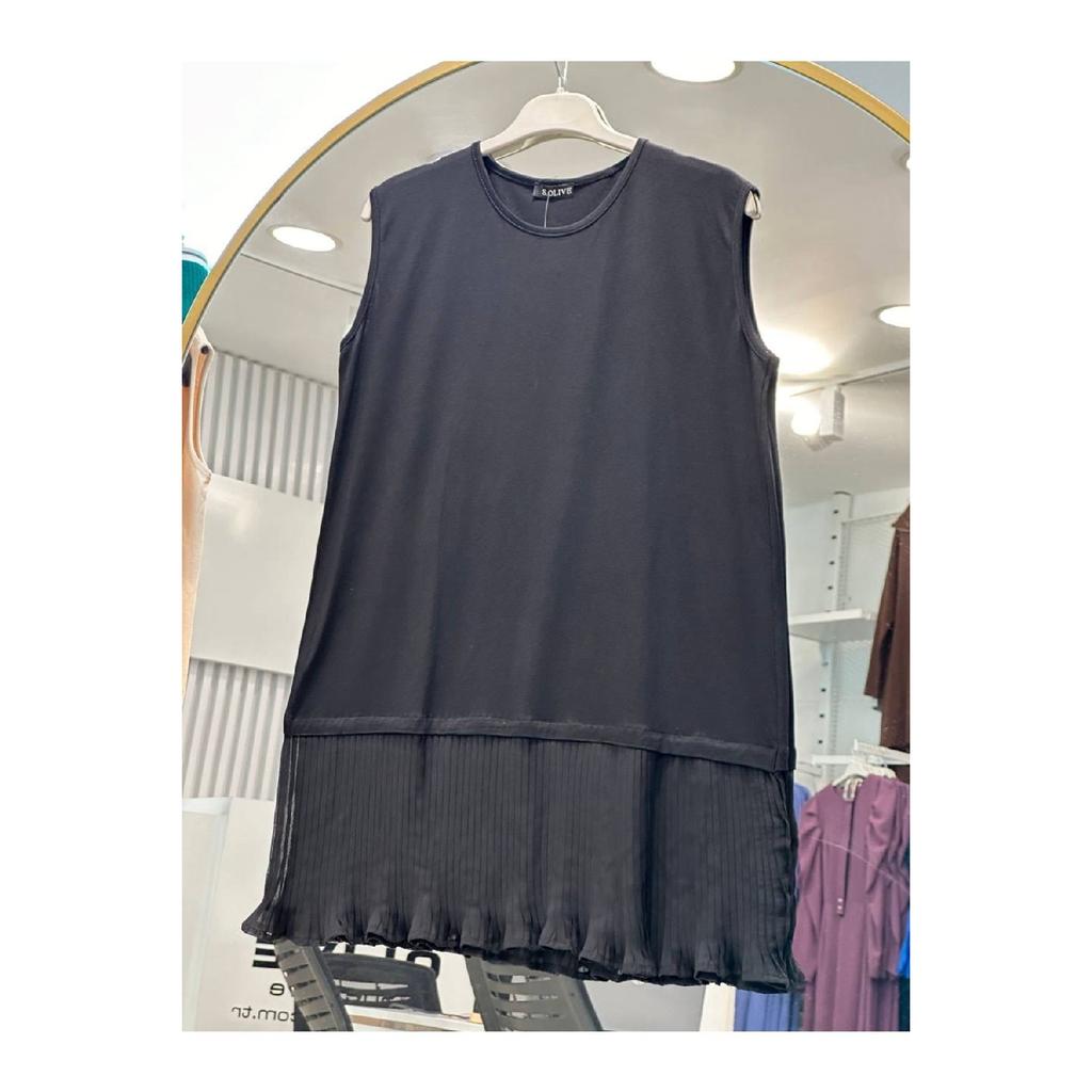 Плиссированная нижнее белье-туника из вискозы, черная