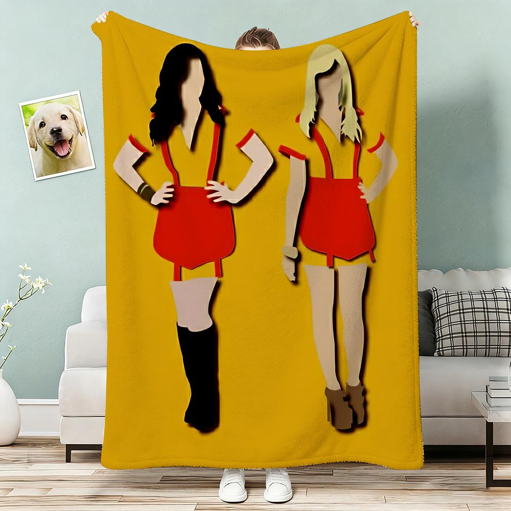 Popular American TV Series 2 Broke Girls Throw Lightweight 240g Flannel Blanket Soft Skin-friendly for Summer Cooling