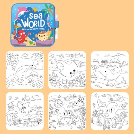 Книжка-раскраска акварелью Yousheng для детей, многоразовая книжка с картинками для акварели с кисточкой для воды, книжка для рисования без грязи для творческого обучения и развития мелкой моторики