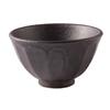 Rice Bowl, Japanese Tableware, Beveled Rice Bowl, Black Mino Ware, Made In Japan 40322