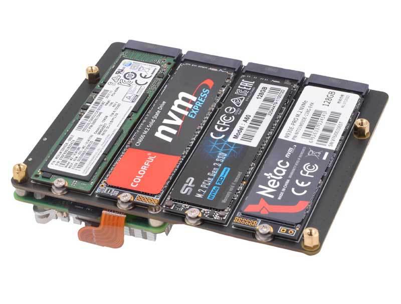 X1011 PCIe к M.2 NVMe четырехпортовая плата расширения SSD для Raspberry Pi 5