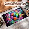 Soccer Theme Soft Crystal Velvet Rug Custom Name & Text Print Non Slip Floor Rug for Bedroom Living Room