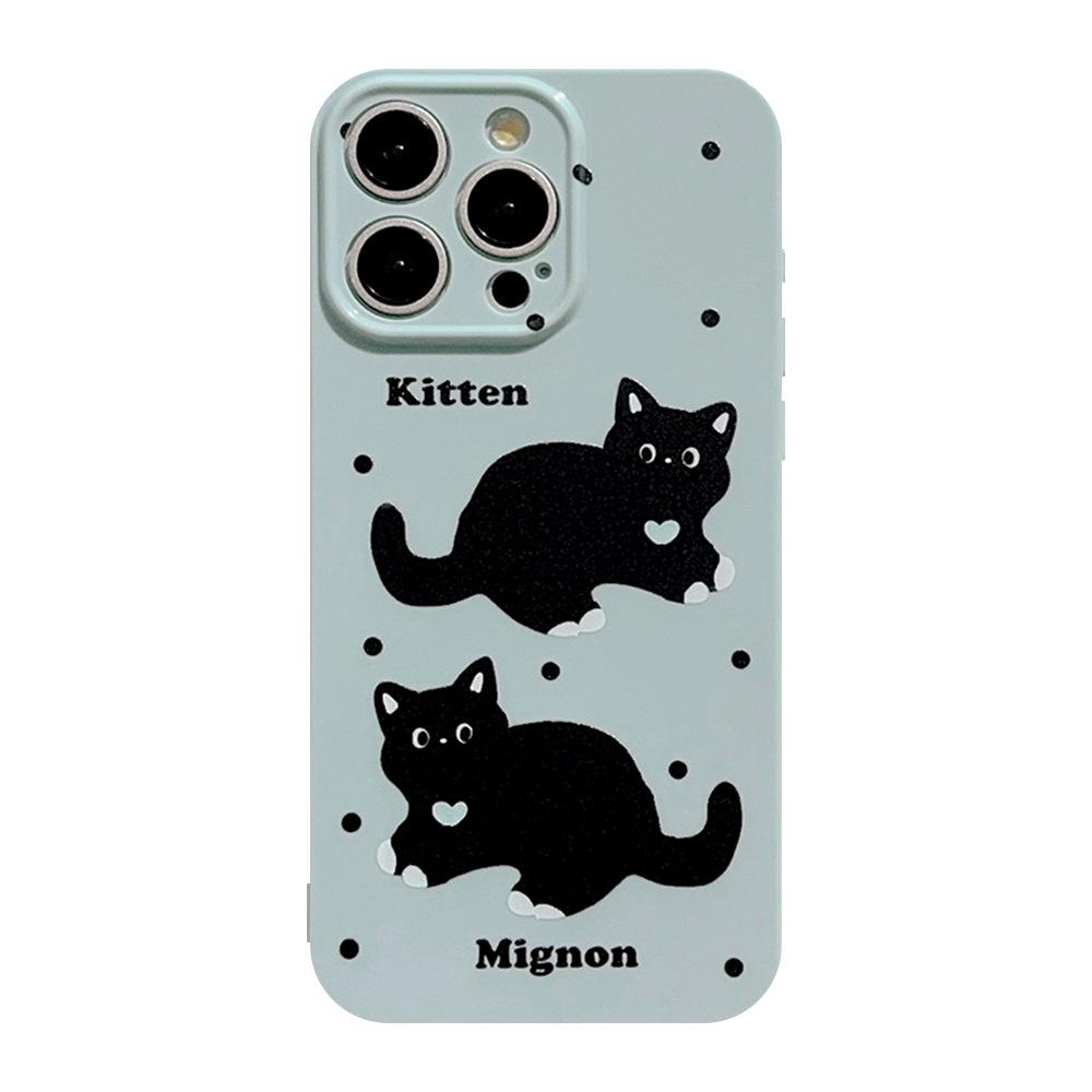 Японский и корейский Ins Синий в горошек Кот Чехол для мобильного телефона Iphone14 Apple 13pro Max Подходит для 11 Мягкий 16