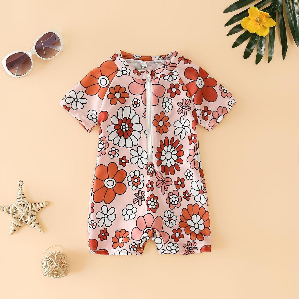 Children's Color-blocked Hollow One-piece Swimsuit