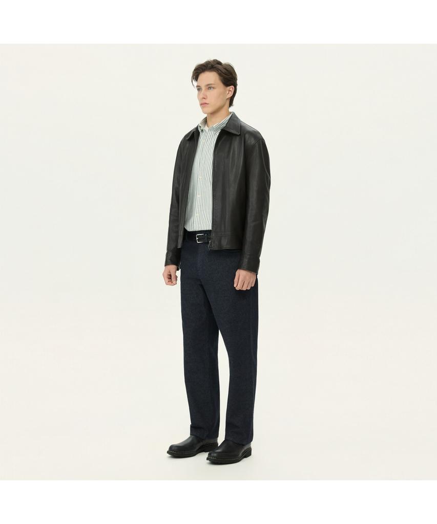 Henry Cottons Vegetable Leather Zip-Up Jacket Ahudm26111Bkx