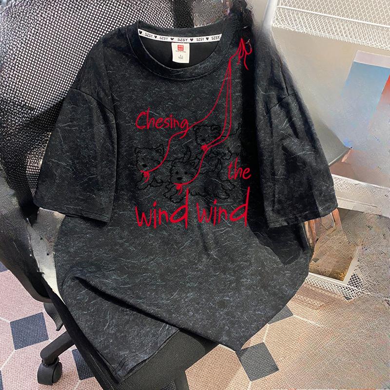 Очень большая футболка с принтом и короткими рукавами