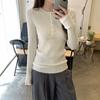 Темпераментный, с изысканным вкусом, полуоткрытый вырез, вязаный свитер, женский, рубчик, облегающий и стройнящий, для ношения под низ, осенне-зимний топ с длинным рукавом
