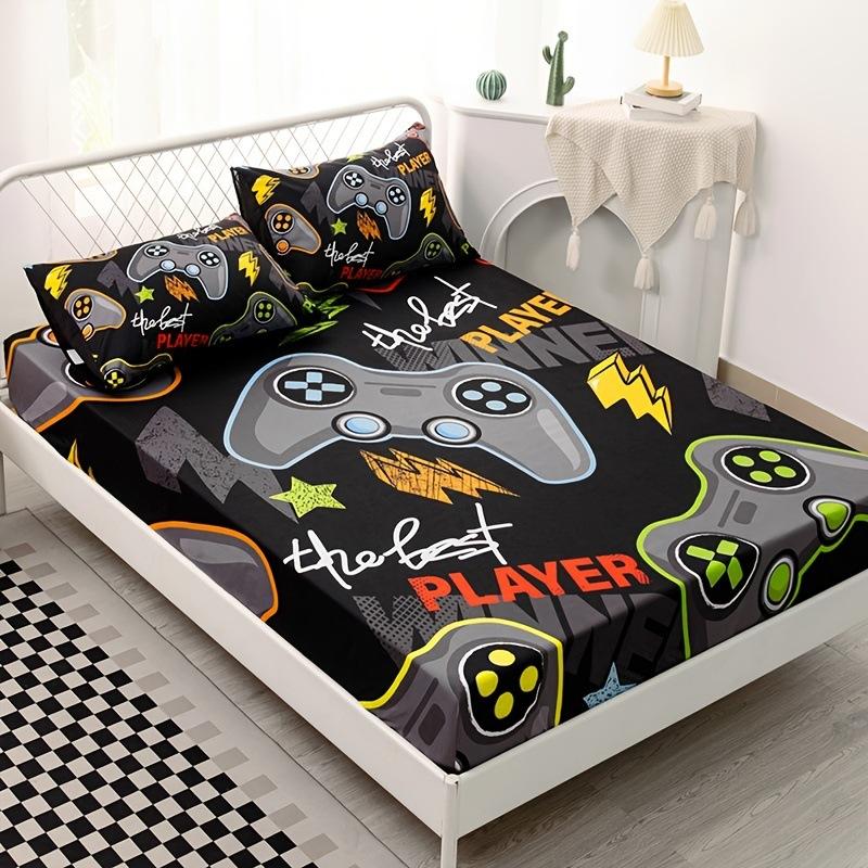 Gamepad Pattern Mattress Three-Piece Digital Printing Bedroom Room School Dormitory Bedding Decoration