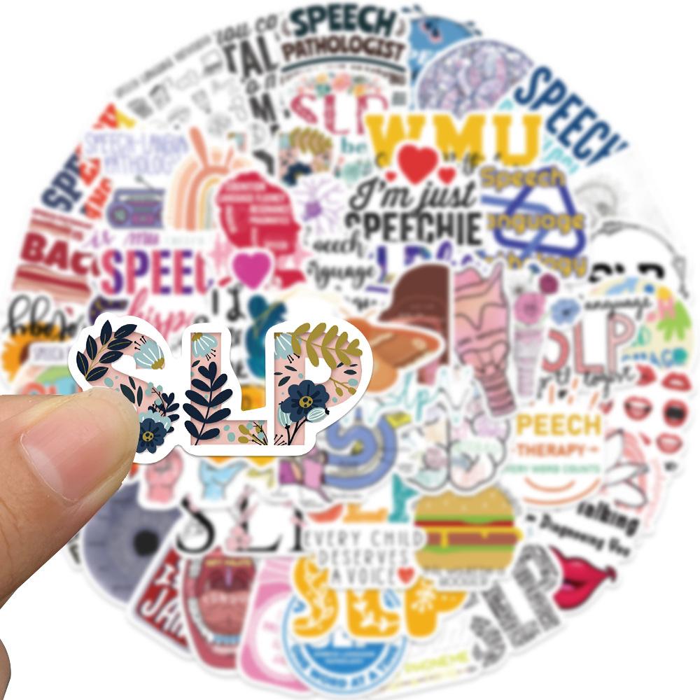 56 Language Pathology SLP Graffiti Stickers Decorate Guitar Suitcase DIY Waterproof Stickers
