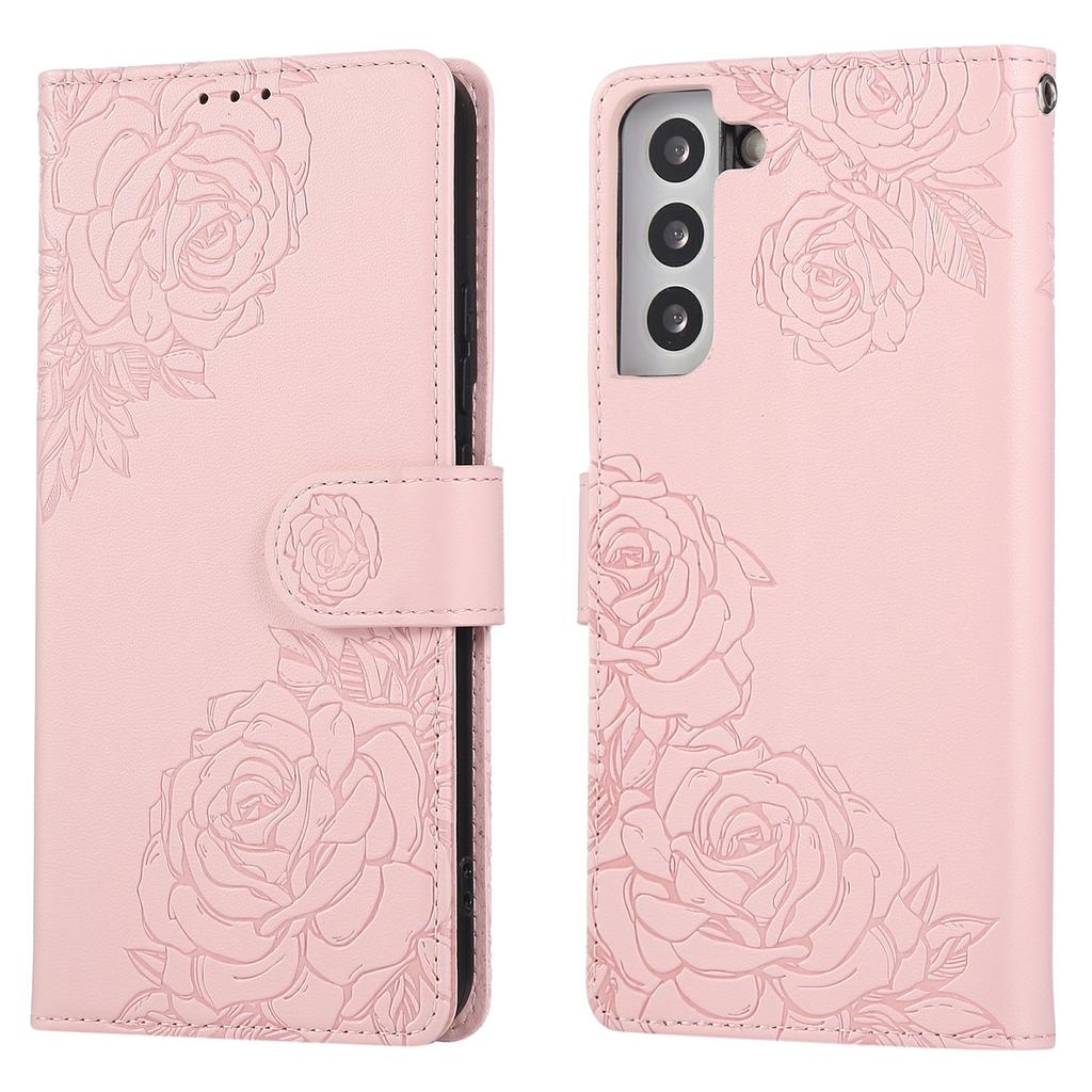 Чехол для Samsung Galaxy S22+ 5G в виде кошелька из искусственной кожи с рисунком розы и 3 отделениями для карт