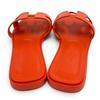 Pristine HERMES Sandals Oran H Design Leather Flats Orange leather Women 37.5 Used