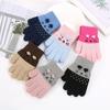 1 Pair Cute Warm Glove for Kids Sweet Cartoon Kitten Children Five Finger Glove Outdoor Autumn Winter Keep Warm Knitted Glove