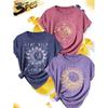 3Elegant plus-size short-sleeve outfit for sisters to attend parties T Shirt Stay Wild Moonchild Printed plus-size women's casual sportswear for