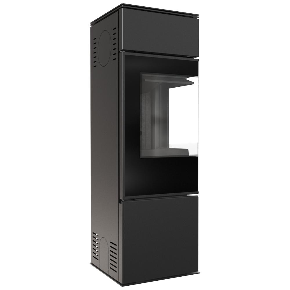 Отдельностоящая печь KRATKI REN S Левая 7кВт Ø150 Черная Комплект для установки