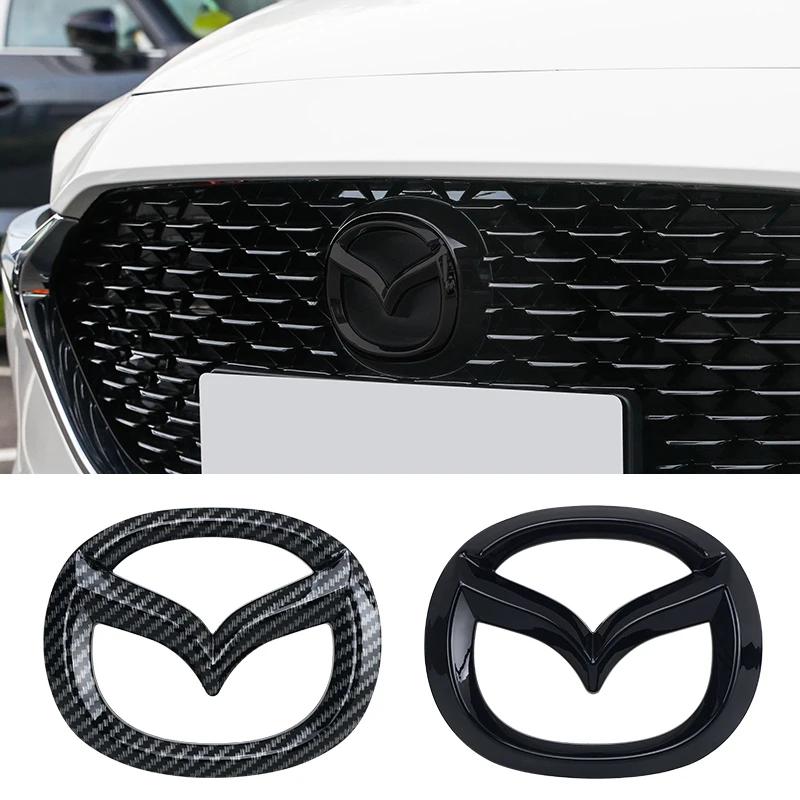 Car Front Grille Badge Trunk Emblem For Mazda 3 Axela Atenza 17-20 Carbon fiber Head Rear Body Decal Accessories GF1