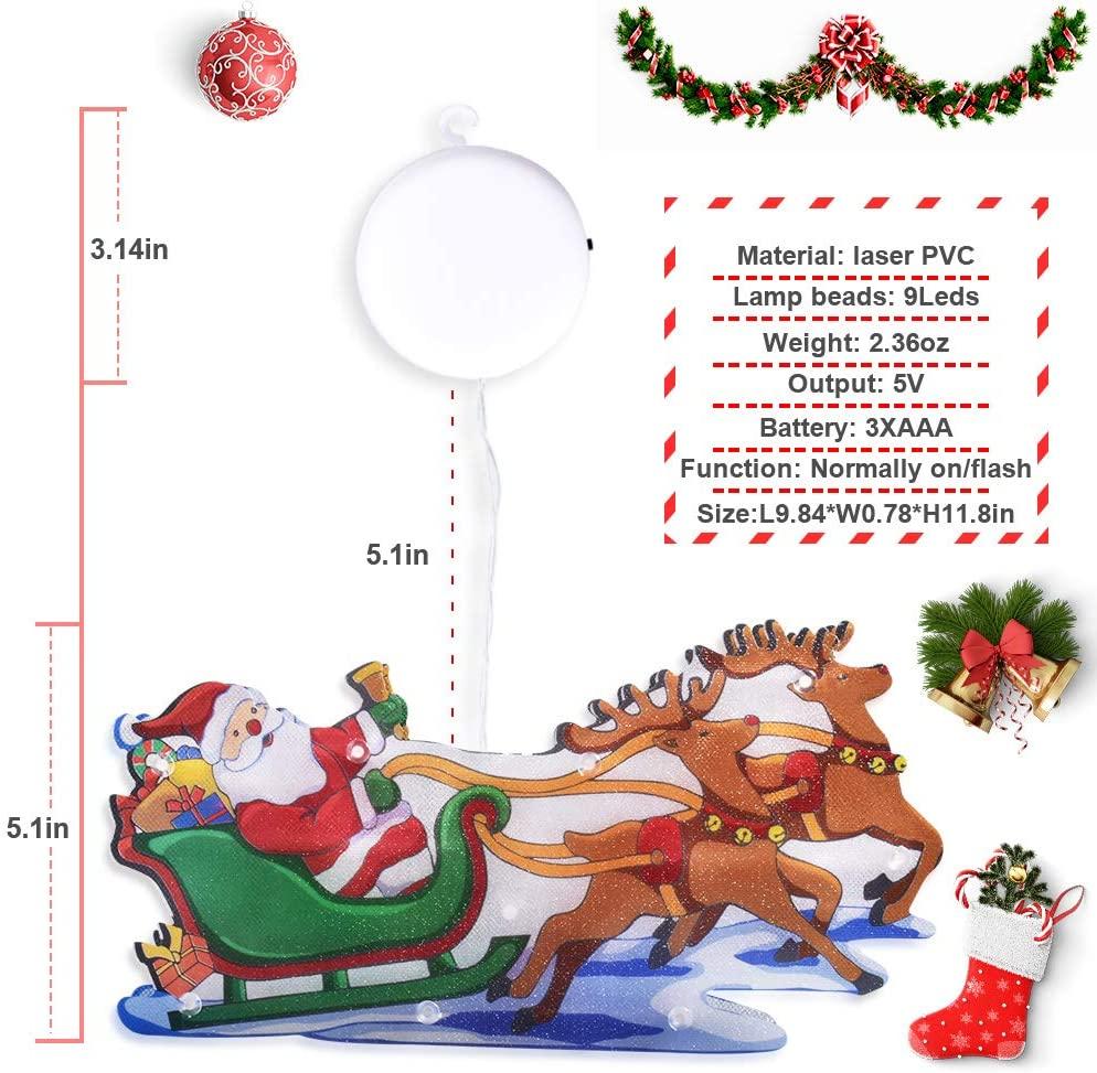 Рождественские украшения, освещенное окно, подвесной декор, рождественские огни с крючком на присоске для рождественской вечеринки, витрина, окно дома