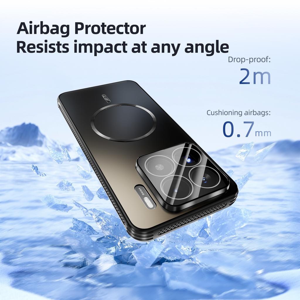 ABEEL For Xiaomi 15 Ultra Magnetic Case TPU PC Cooling Matte Phone Back Cover with Lens Film
