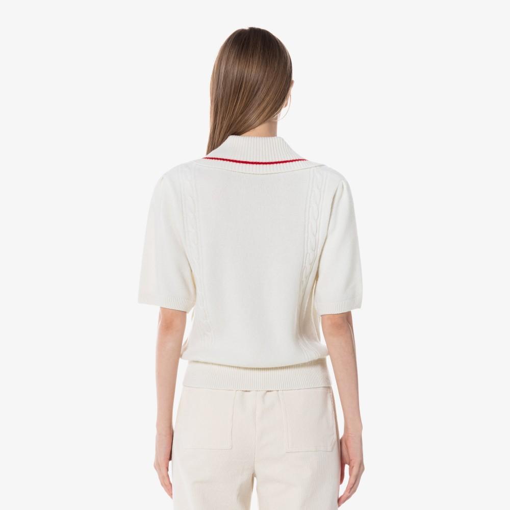 [Lacoste] Women's Short-Sleeve Zip-Up Cardigan AF800E-54N70V