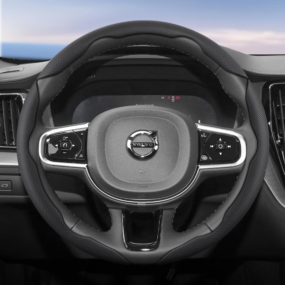 Подходит для Volvo Дышащие отверстия Кожаная накладка на руль Сегментированная конструкция с быстрым снятием Нескользящая Прочная V40 V70 S60 C30 S40 S90 Xc9
