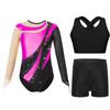 Гимнастический купальник для девочек и детей с шортами, с длинным рукавом, для акробатики, балета, танцев, юнитард с активным жилетом