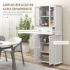 Kitchen Pantry Cabinet Kitchen Cupboard With 2 Tempered Glass Doors Drawer 61x35x168.5 Cm White