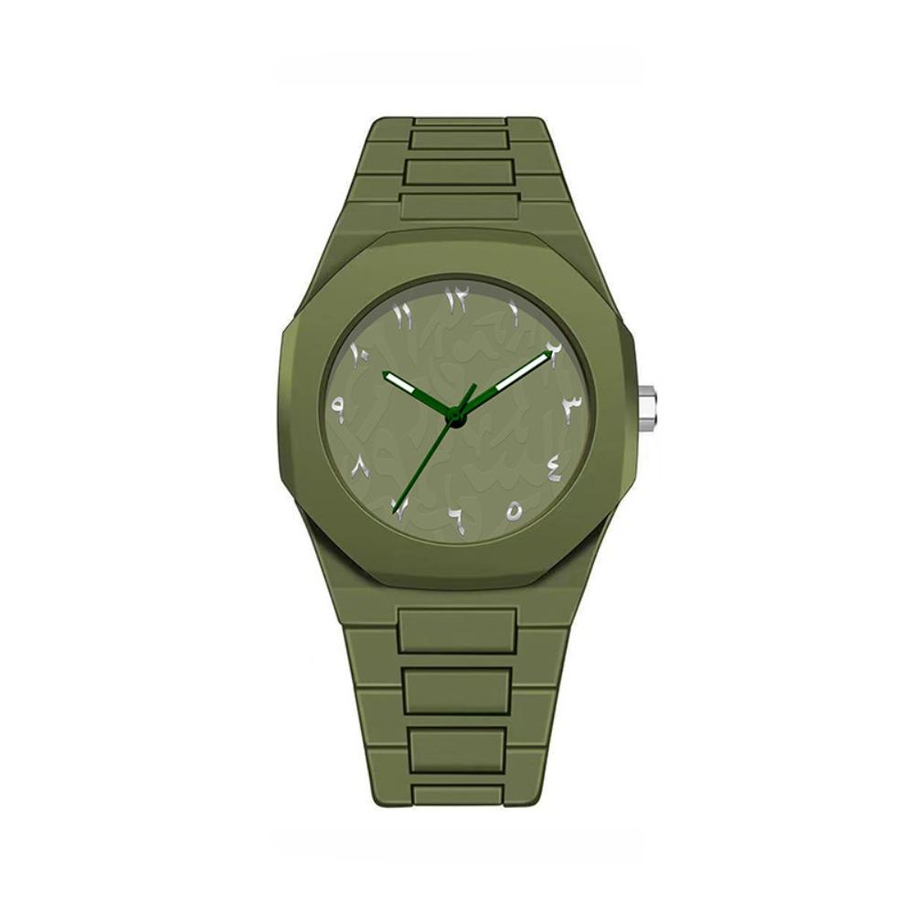 Arabic Dial Waterproof Watch Round Dial Plastic Strap Business Watch Exquisite Design Color Strap Couple Watch Daily Use