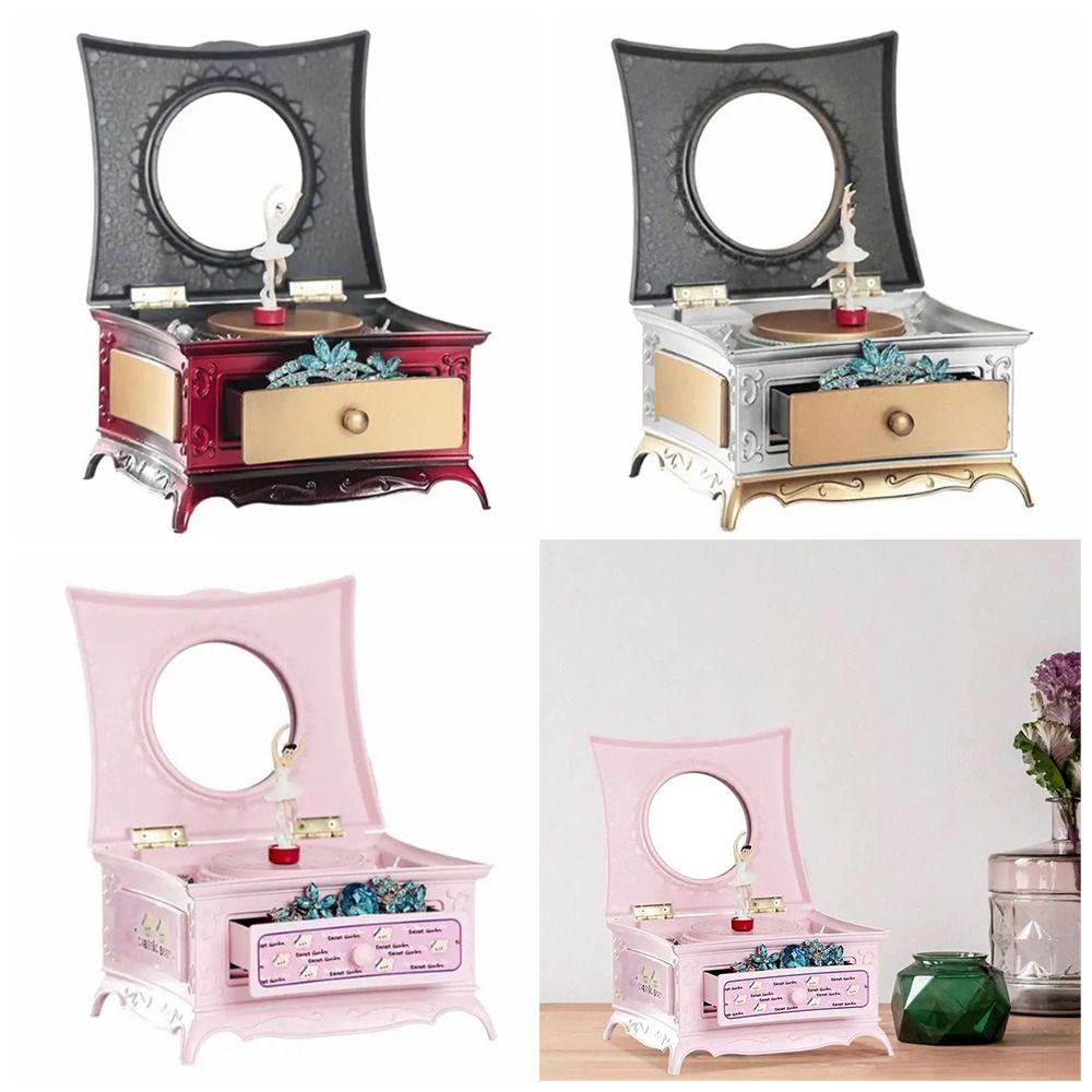 Save Space Ballerina Music Box With Makeup Mirror Jewelry Storage Box  Children
