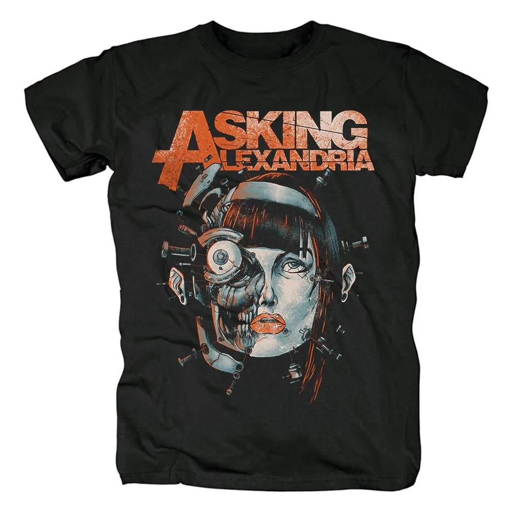 Vintage Tshirt Punk Rock T Shirt Asking Alexandria Tshirt Mens Cotton Tees Tops Graphic Skeleton Streetwear Hip Hop Tshirts