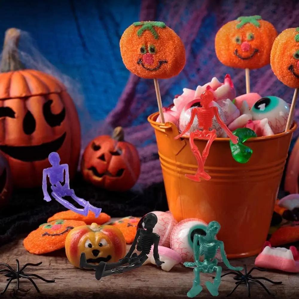 24Pcs Halloween Stretchy Skeleton Toys,  Stretchy Skull Squishy Toys For, Happy Halloween Goody Bag Fillers Stress Reliever Toys