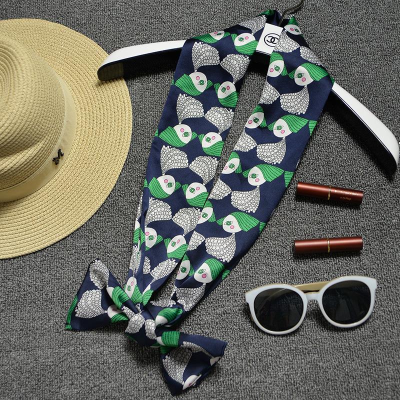 Versatile Small Silk Scarf, Autumn And Winter Ol Women'S Double-Layer Satin Surface Small Scarf, Long Scarf Versatile Scarf