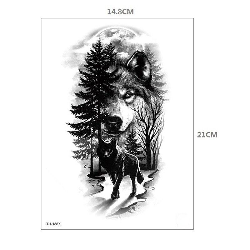 Водостойкая временная татуировка-наклейка Тигр Лев с животным узором на половину руки большой размер переноса воды боди-арт поддельные татуировки для мужчин и женщин