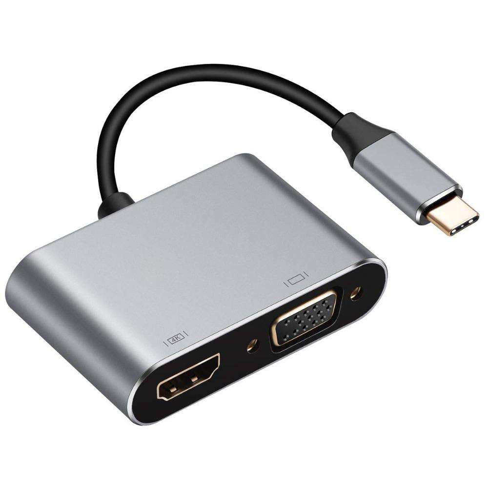 Адаптер USB C на HDMI VGA USB 3 1 PD Hub 4K HD 4 в 1 Док-станция Type C для ноутбука MacBook