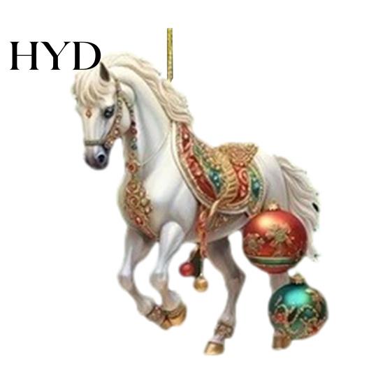 Christmas Tree Horse Charm 2D Ornament Acrylic Flat Hanging Decoration Keepsake for Lovers Gifts Festive Decor Gift