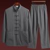Men's Chinese Style Tang Suit Set – Long Sleeve for Elderly (Spring/Fall) & Short Sleeve for Middle-Aged Dads (Summer).