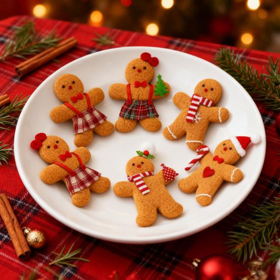 6 Pcs Gingerbread Man Ornaments Fabric Gingerbread Figurine Christmas Tree Decorations for Holiday Home