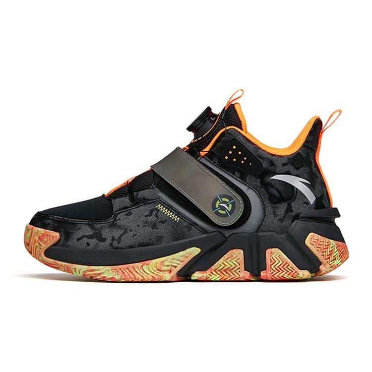 Anta Youth Childrens Sniper Comfortable Sports Non-Slip Shock Absorbing Wear-Resistant Casual Shoes Kids Casual Shoes Black Orange 312141102A-4