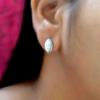 Moonstone 925 Sterling Silver Studs Earrings, Gemstone Handmade Women & Men Earrings
