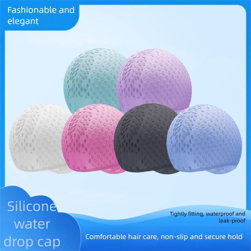 Unisex Solid Silicone Swimming Cap Water Drop Waterproof Hair Protection Adult Fashion Swim Hat for Men Women 4
