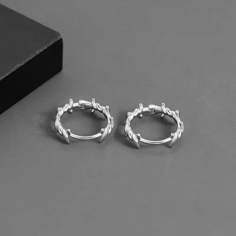 Punk Hiphop Thorn Trendy Hoop Earrings for Man Women Classic Piercing Ear Cartilage Tragus Simple Huggie Hoop Rock Zircon Gift