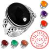 925 Sterling Silver Ring Women Gemstone Handmade Jewelry Engagement Gift Amber Amethyst Black Onyx Carnelian Garnet Quartz Green Onyx Gold Stone Boho