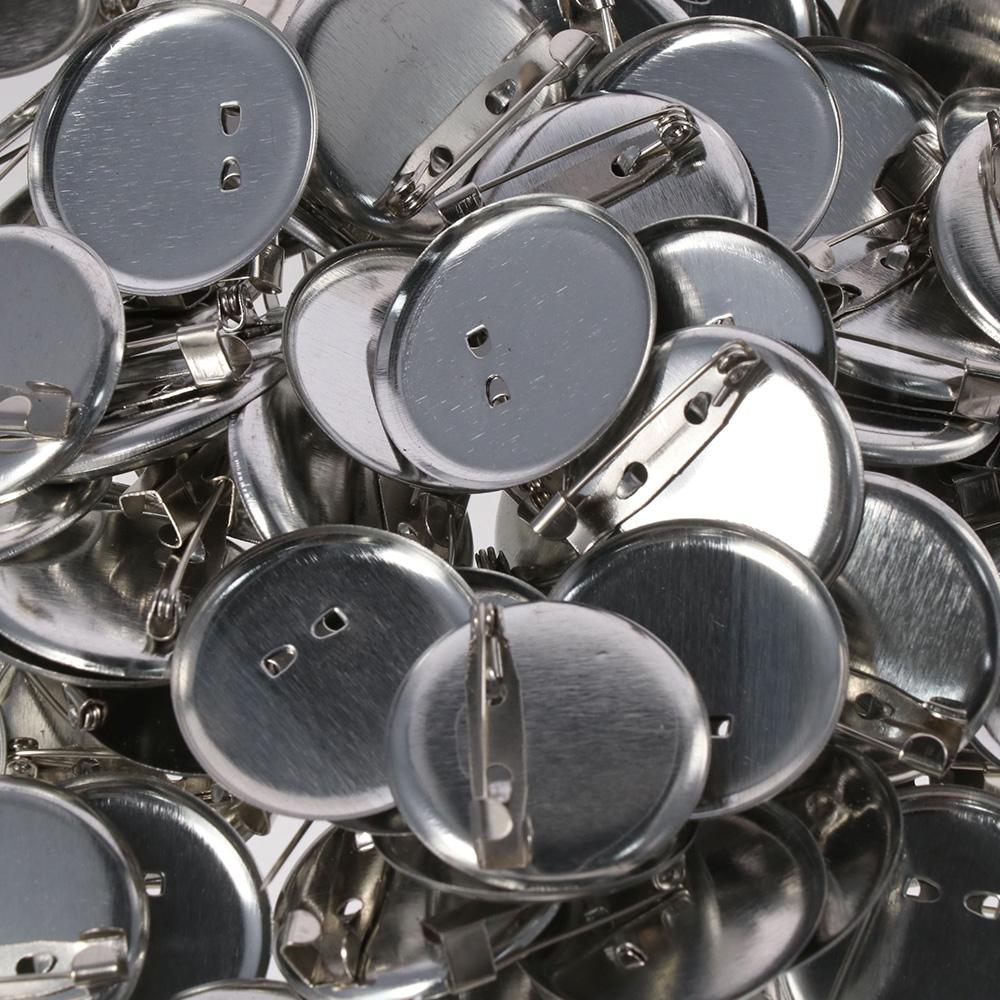 100pcs 100pcs Brooch Clasps Pin Disk Base 30MM Disc Blank Flat Trays Flat Round Brooch Pin Women