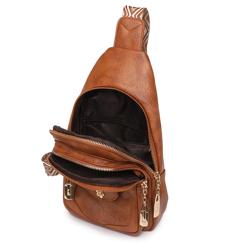 Женская нагрудная сумка, винтажная сумка через плечо из ПУ, многофункциональная сумка через плечо