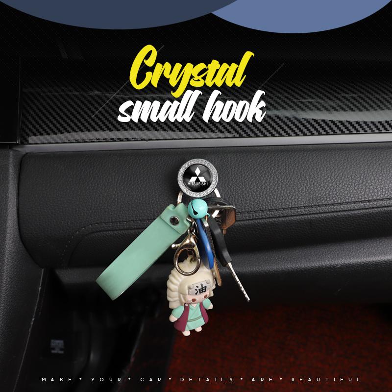 2Pcs Crystal Decoration Car Emblem Self Adhesive Mini Storage Hooks For Mitsubishi L200 Pajero Eclipse Cross Xpander Outlander